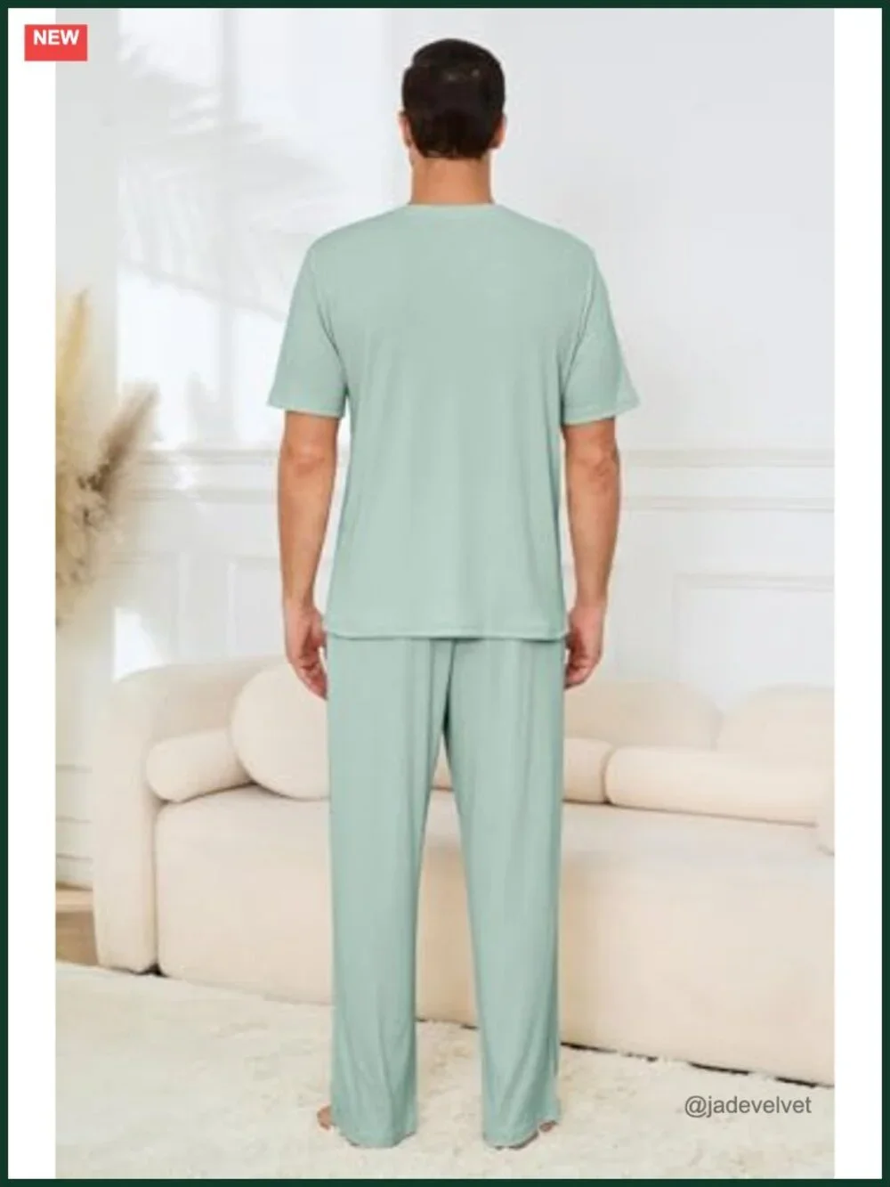 Men's Short Sleeve Pajama Set with Pockets, 2 Piece Loungewear